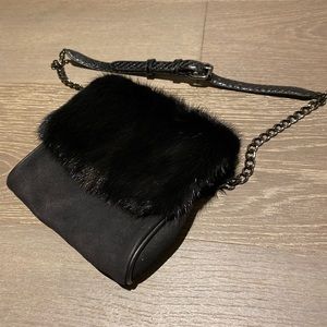 MaxMara black fur waist bag